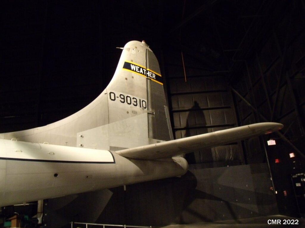 B-50 Superfortress tail; for the weather recon role, the tail mounted guns were removed