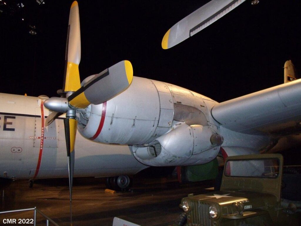 B-50 Superfortress engine nacelle and propeller front quarter view