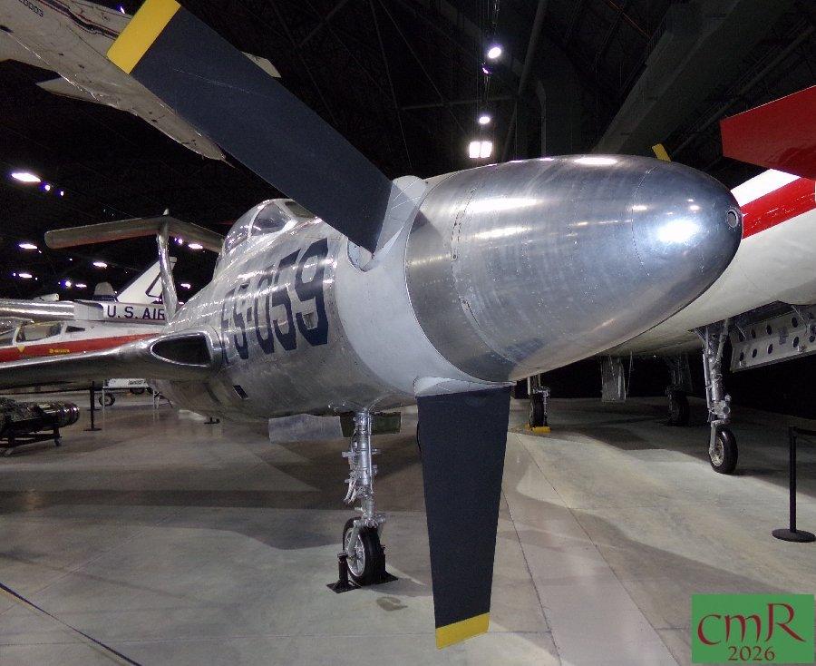 Frontal image of the Republic XF-84H Thunderscreech on display in the NMUSAF s Research & Development Gallery