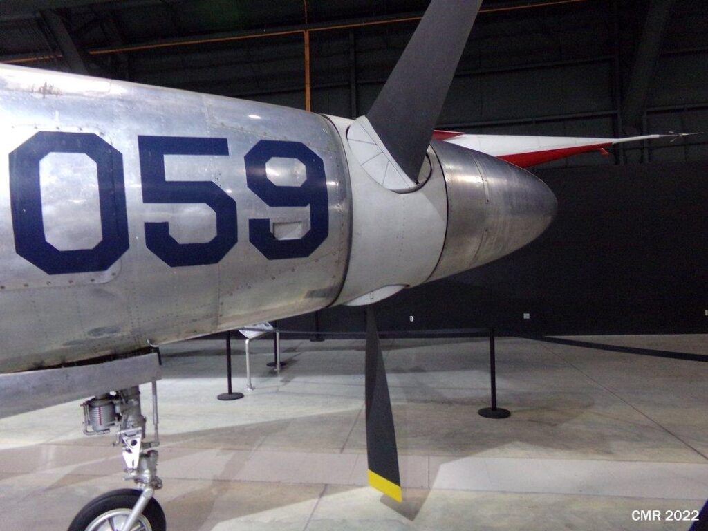 Side view of XF-84H nose and propeller hub