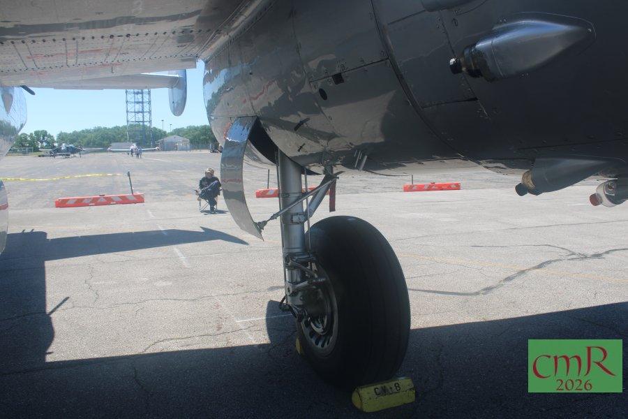 B-25 Mitchell main landing gear, looking aft