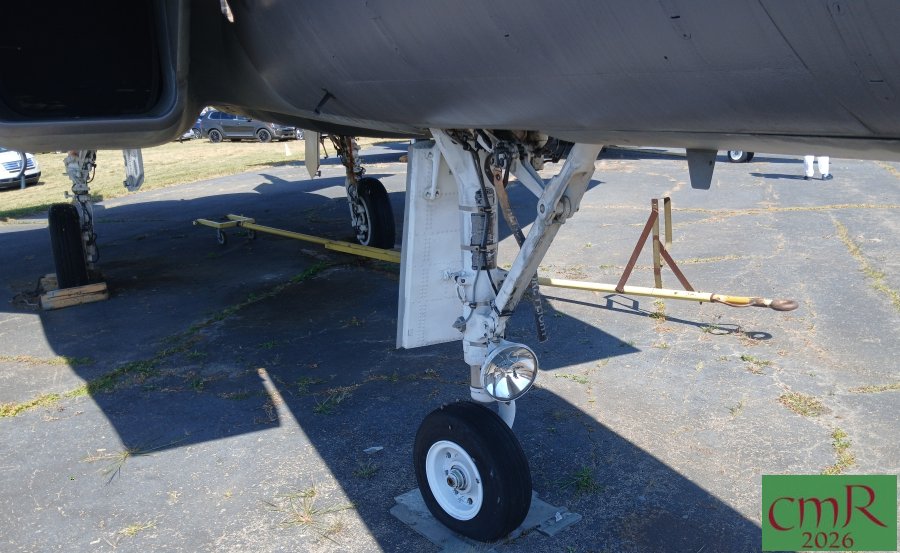 view from forward of an F-15A Eagle's nose landing gear