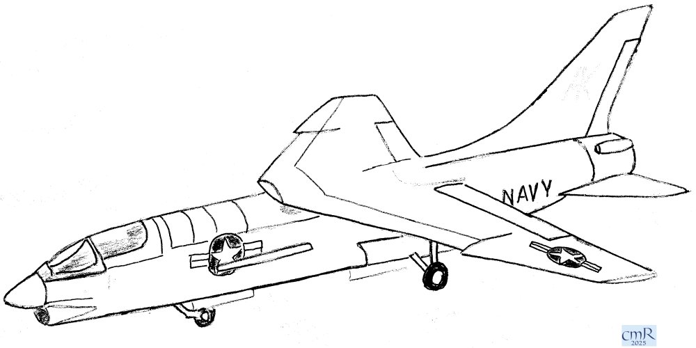 linene drawing of a Vought F8U-2 Crusader